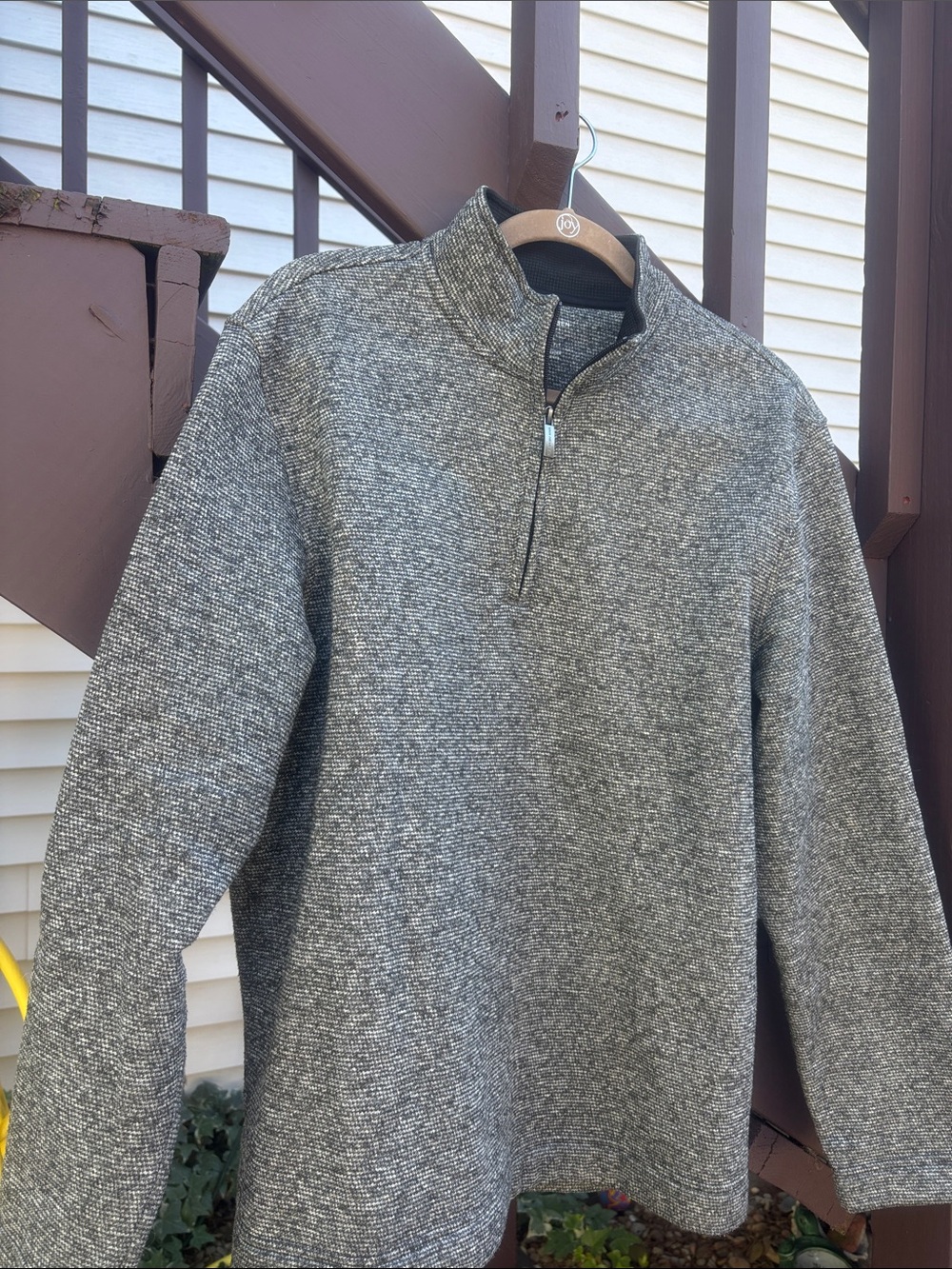 Van Heusen Men's Large Heathered Gray Quarter-Zip Pullover